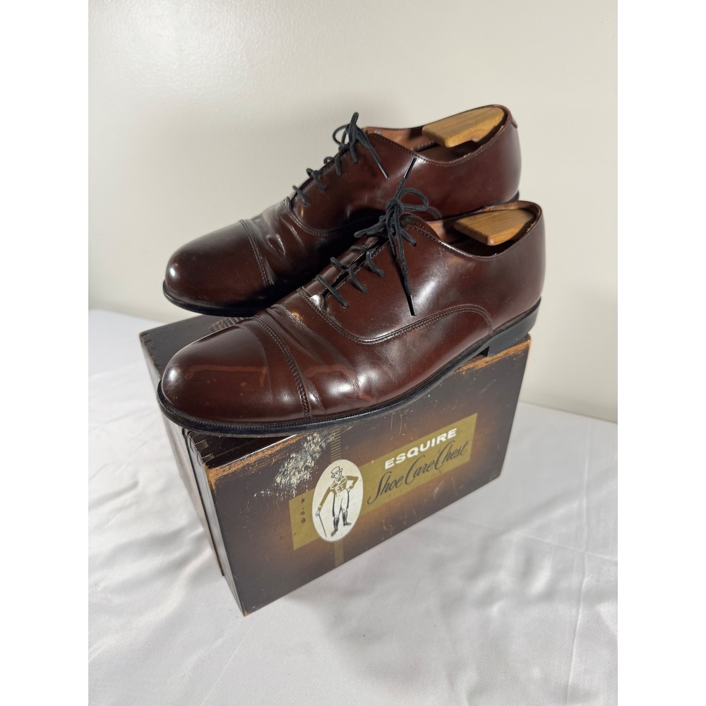 Bostonian Classics Mens 10.5 M Burgundy Leather Cap Toe Oxford Dress Shoes 20072